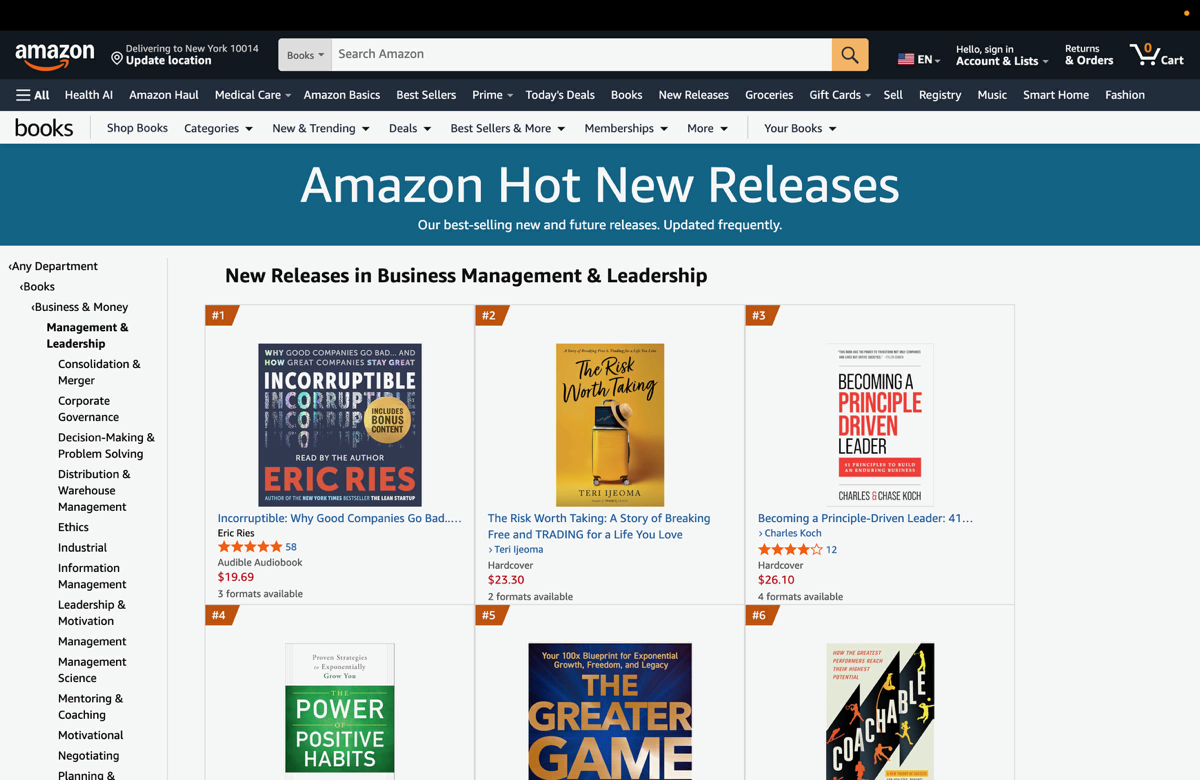 Incorruptible reaches #1 New Release in Business Management & Leadership on Amazon