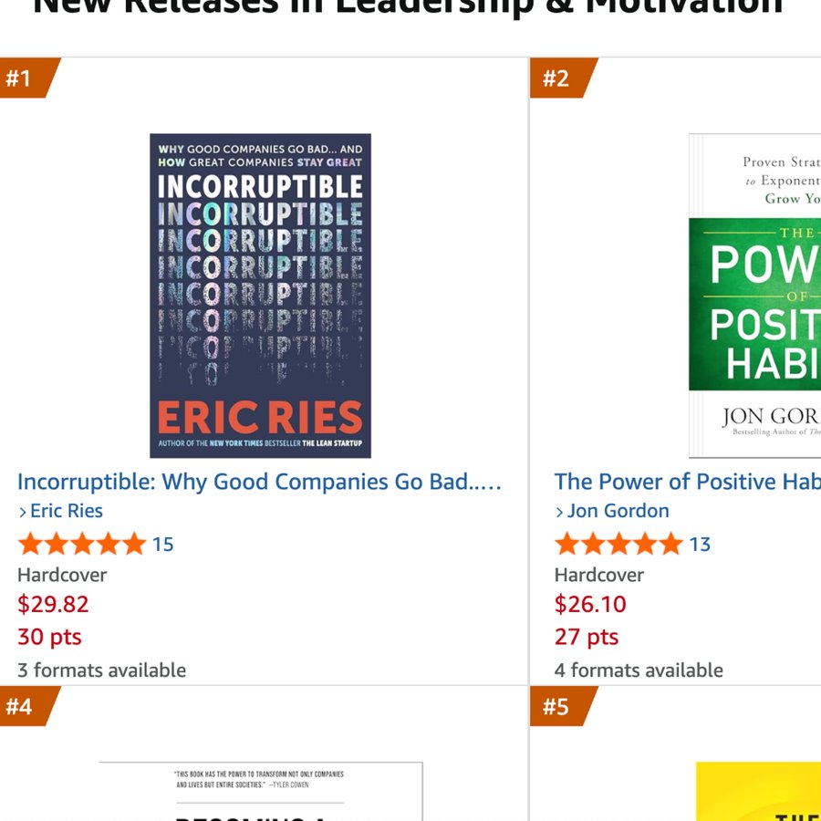 Incorruptible reaches #1 New Release in Leadership & Motivation on Amazon