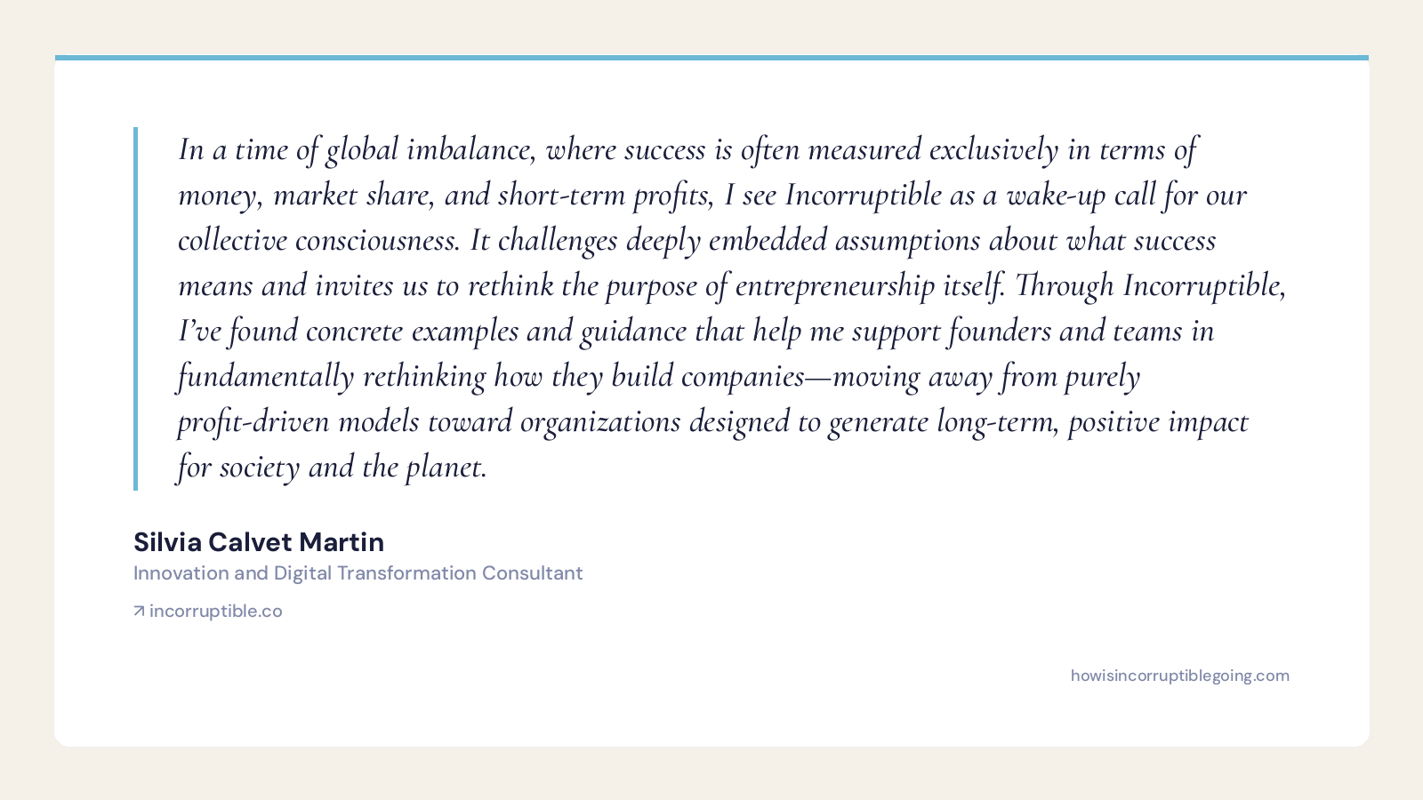 Silvia Calvet Martin on Incorruptible