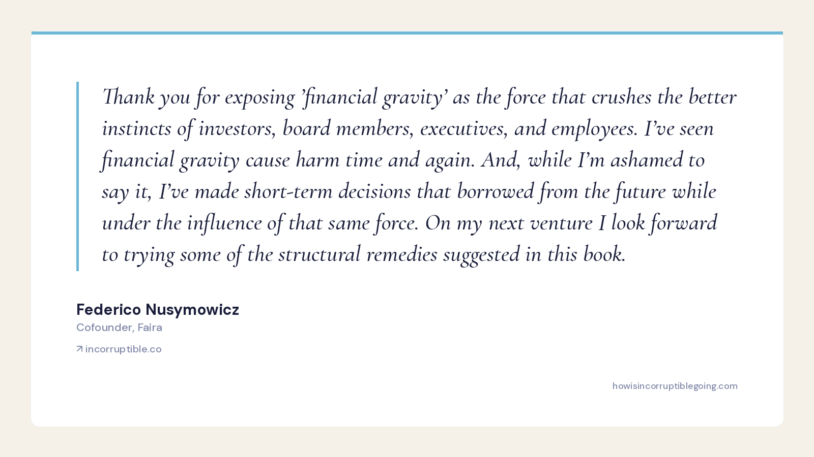 Federico Nusymowicz on Incorruptible