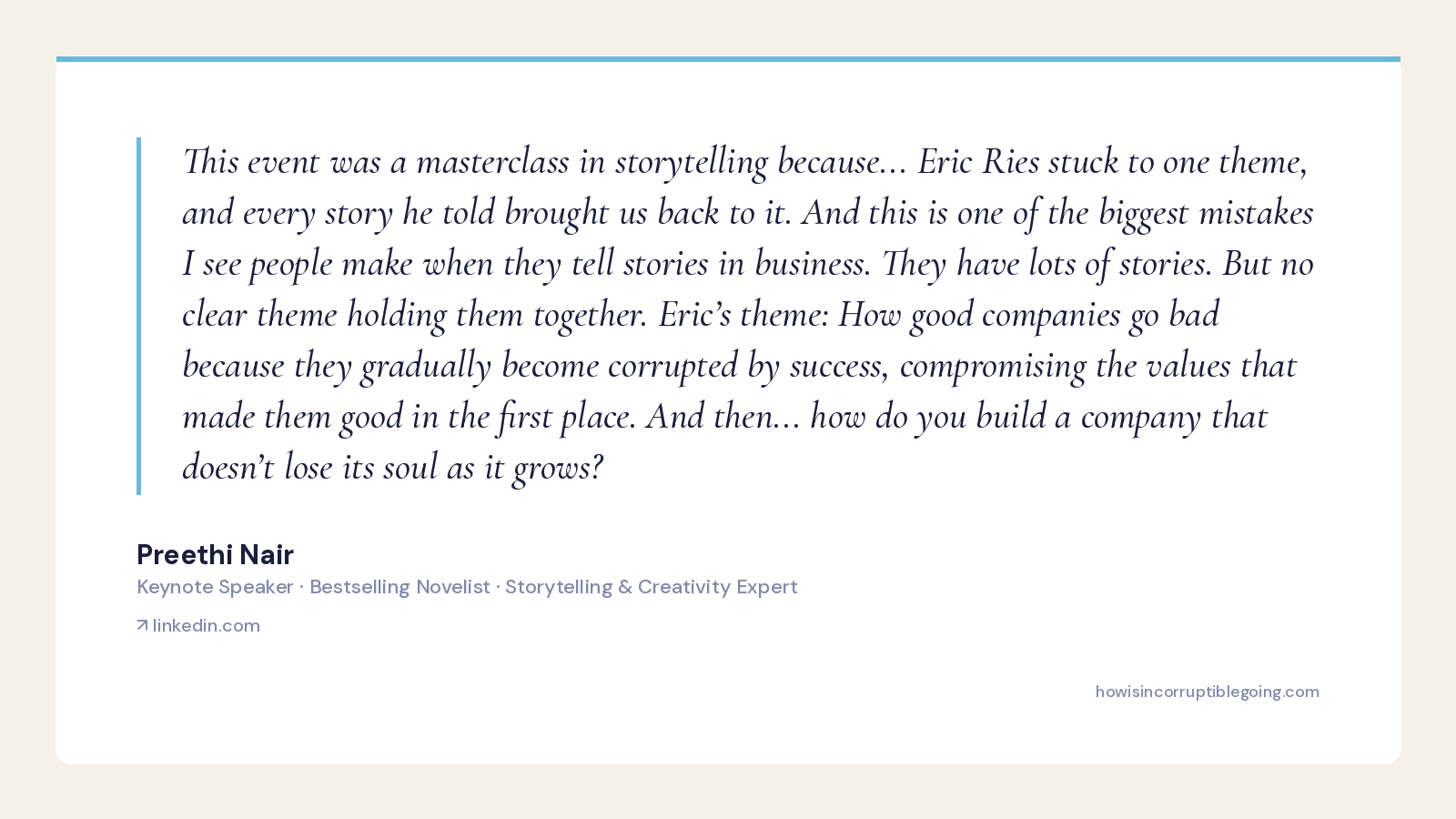Preethi Nair (Keynote Speaker · Bestselling Novelist · Storytelling Expert) — 'This event was a masterclass in storytelling'